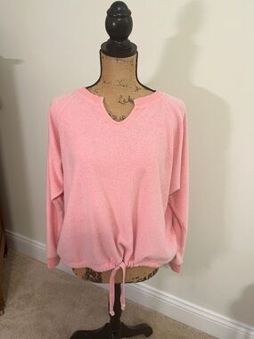 Ocean Drive Pink Drawstring Hem Scoop Sweat Shirt
